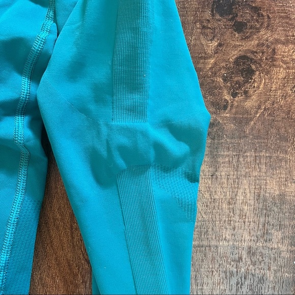 Lululemon high rise full length leggings tights blue green iridescent logo - Picture 3 of 8